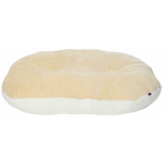 Oval Dog Pet Puppy Cat Bed Fleece Round Cushion Hard Wicker Basket Insert - Cream - Large - Bunty