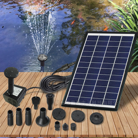 4W Outdoor Solar Fountain, Solar Pond Pump 6 Nozzles, for Bird Bath Aquarium Garden Fountain