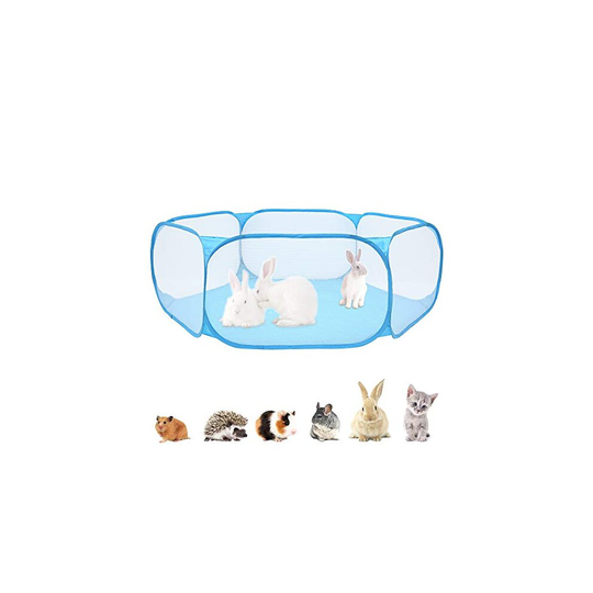 summerkimy Small Animals Cage Tent Breathable Transparen Foldable Pet Playpen Pop Open Exercise Fence Portable Yard Outdoor Indoor for Hamster,Gu