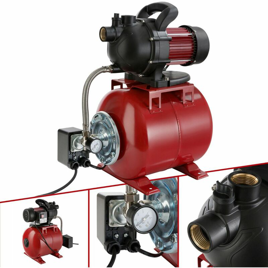 Arebos - Domestic waterworks / 1000 watt/delivery Rate 3500 l/h/delivery Head 44 metres / 19 l Tank/GS Tested - Red