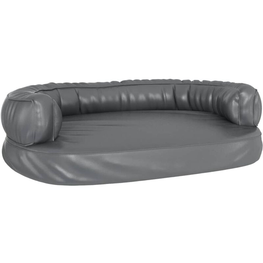 Ergonomic Foam Dog Bed Grey 88x65 cm Faux Leather Vidaxl Grey