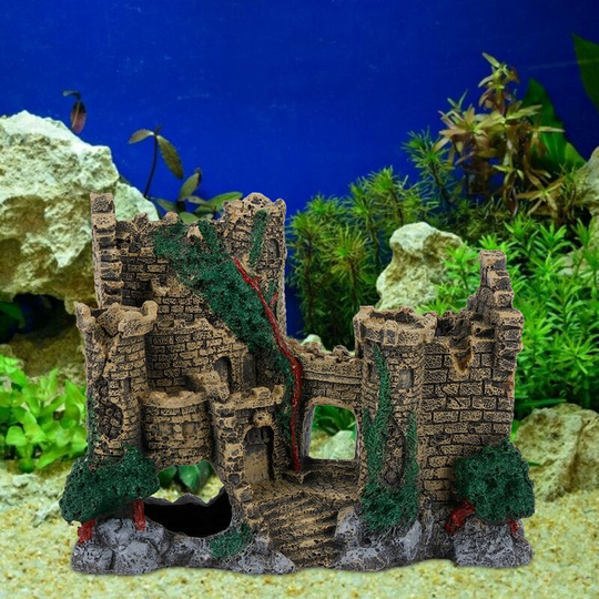 YD - Resin Vintage Western Castle Ornaments Landscape Decoration for Aquarium Fish Tank