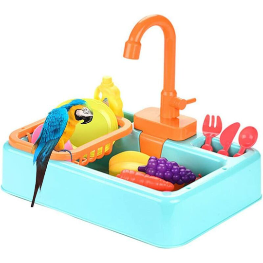 Perle Raregb - Perle rare Automatic Bathtub Pool Toys, Bathroom Shower Drinkers For Parrots Blue