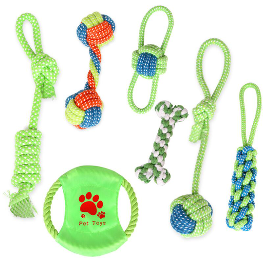 Rope Dog Toy, Puppy Teeth Toy, Natural Cotton Ball Rope for Chewing Puppy Teeth, 7PCS Interactive Toys for Small Dogs