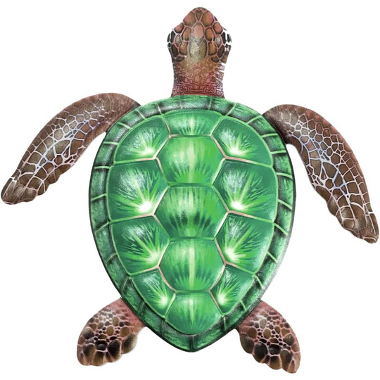 Metal Turtle Wall Decor Turtle Wall Art for Home Bedroom Living Room Office Garden Fences Aquarium Ocean Wall Decor, Green
