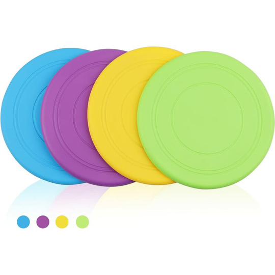 4 Pcs Frisbees for Dogs, Frisbee Toy for Dogs, 18cm Durable Rubber Throwing Disc, for Land and Water Training