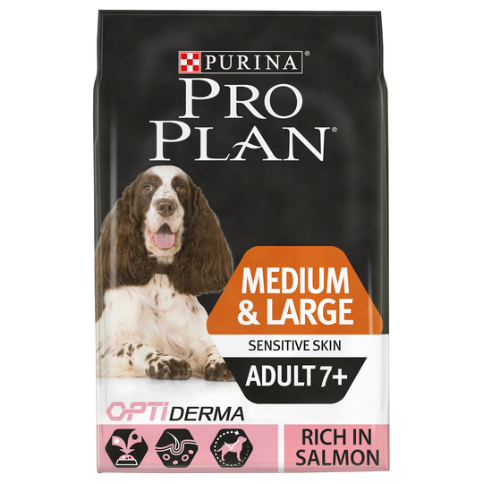Pro Plan Senior Medium/Large Sensitive Skin OptiDerma - Salmon - Economy Pack: 2 x 14kg
