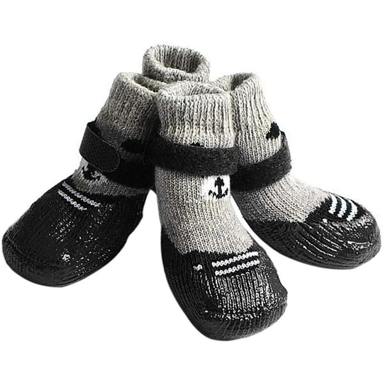 Mezheng - Double-sided non-slip dog socks with adjustable shoulder straps, soft pet paw protection and footprint pattern for strong traction control