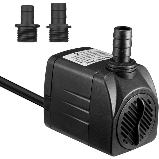 1500L/H Submersible Water Pump, 25W Ultra Quiet Aquarium Pump with 48hs Dry Burning, Fountain Pump with 5ft Power Cord and 2 Nozzles, Water Pump for