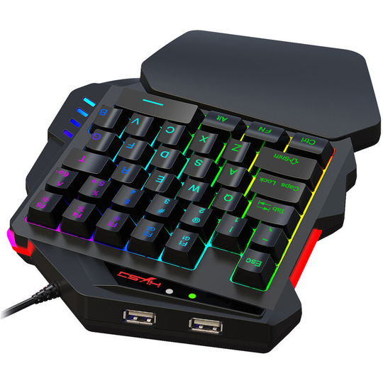 HXSJ V500 One-handed Gaming Keyboard RGB USB Wired Illuminated Keyboard with Converter Gaming Accessory for Desktop PC Laptop Gamer
