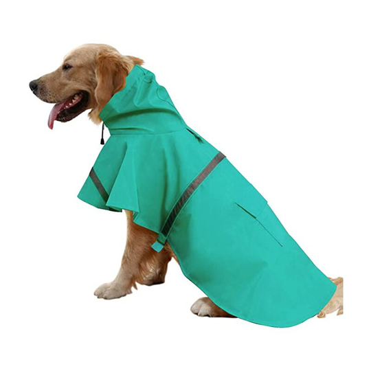 Large Dog Raincoat Adjustable Pet Rainwear Lightweight Rain Jacket Poncho Hoodies with Reflective Strip (1 Pack, Green, xl)