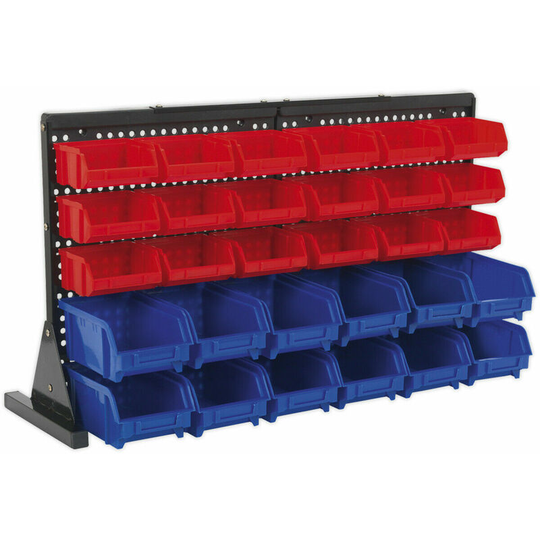 30 Tray / Bin Bench Mounted Parts Storage Rack - Garage & Warehouse Picking Unit