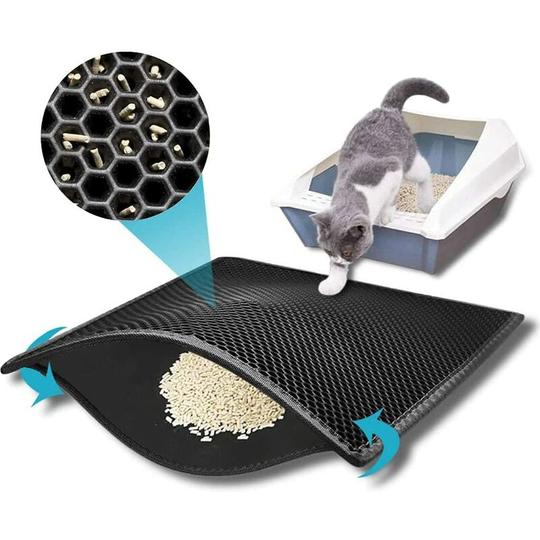 Cat Litter Mat, 15' x 24', Litter Mat, Double Honeycomb Design, Urine Resistant Material, Scatter Control, Easy Cleaning (Black)