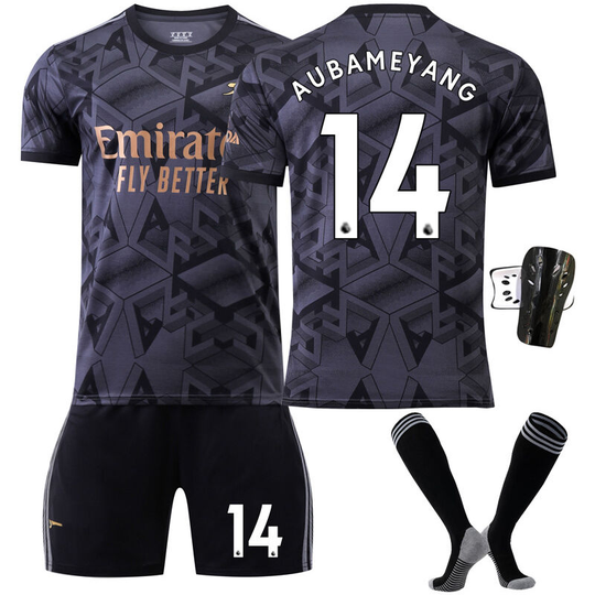 Arsenal Away Black Shirt Set No. 14 with socks+protective gear, children's size 22