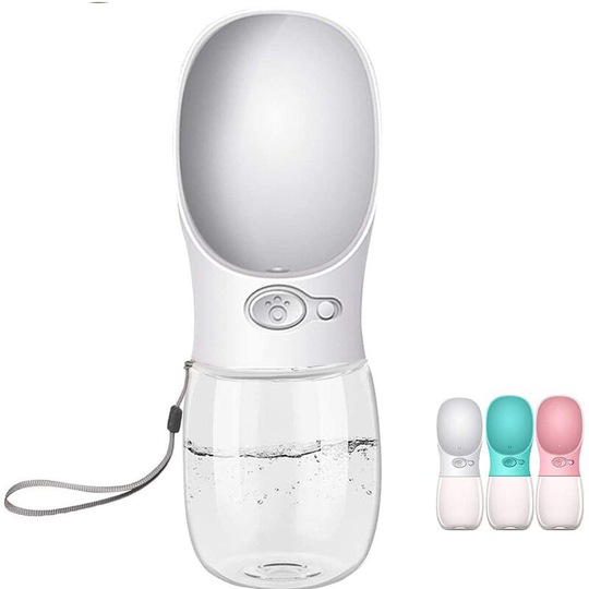 Portable Dog Water Bottle, 350ml Food Grade Antibacterial Travel Water Bottle for Dog and Cat, Outdoor Pet Drinking Water(White)