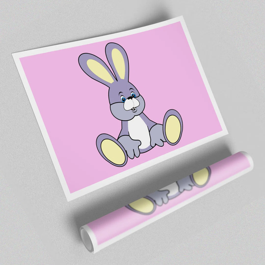 Rabbit Sitting Down Childrens - Unframed Graphic Art Print on Paper