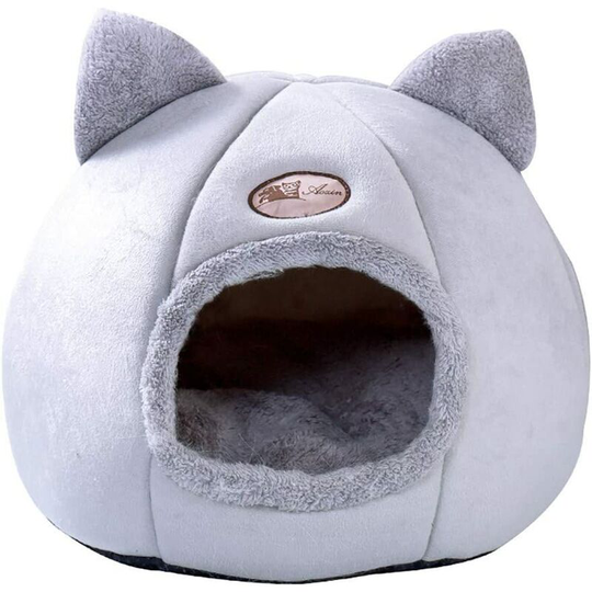 Cat Nest House for Cat, Animal Cave, Anti-slip animal heat, Mobile soft bed, Foldable mattress, animal cushion (40 x 40 x 40 cm, gray)