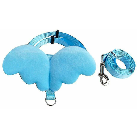 Thsidne Pet Leash Angel Wing Collar Strap Kitten Leash h Shaped Cat Hauling Cable Size s (blue)