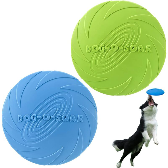 Monly - Flying Disc Dog Toy, 2 Pack Flyer Dog Toys, Soft Rubber Interactive Dog Toy for Small Large Dogs - Floats in Water & Teeth Safe, 7.2 Inch,