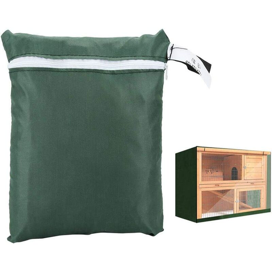 Anti-dust cover for rabbit hut - Double layer fabric accessory Waterproof, anti-dust and windproof for poultry cage (green)