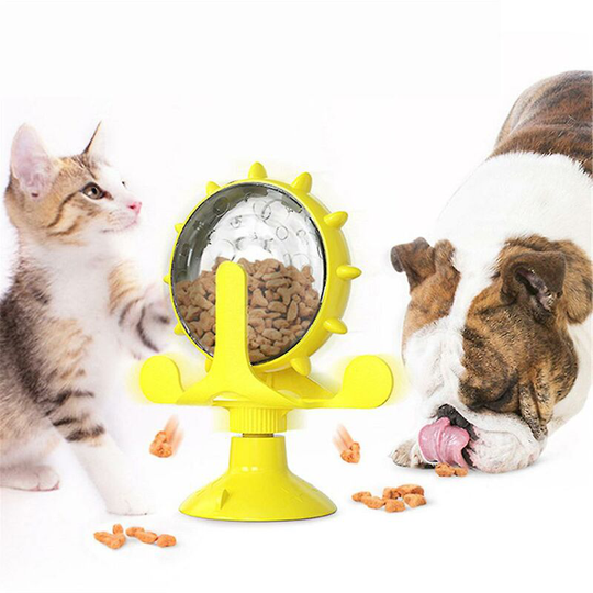 Indoor cat interactive toys, cat ball food dispenser feeding toys, leaky water dispenser rotating bell toy, puppy carousel windmill cat toys with