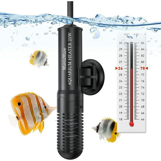Joorrt - Aquarium Heater, 25W/50W Aquarium Heater, Small Automatic Thermostatic Betta/Turtle Heater with Powerful Suction Cup for 1-12 Gallon Fish