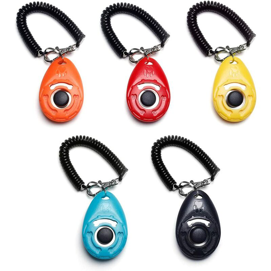 Dog Clikers Set of 5 Dog Clickers with Wrist Strap - Clicker with Large Button, 5 Colors