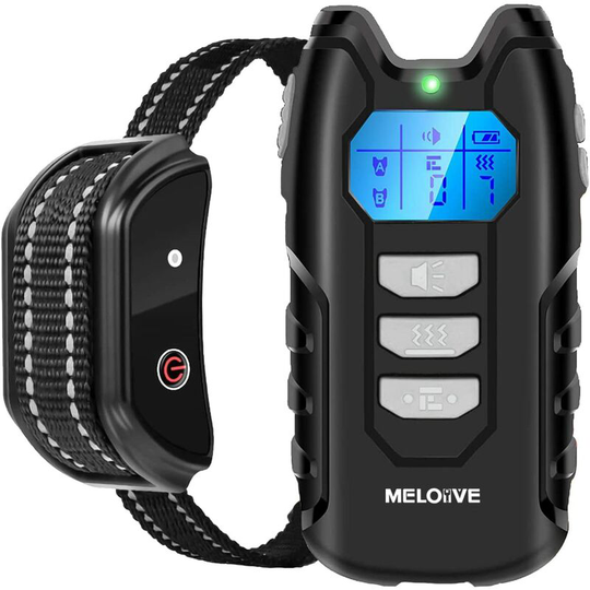 Monly - 100% Water Resistant Rechargeable Dog Training Kit with Safety Lock. Sound, Vibration, Backlit lcd Display and Range Up to 600 m Modes.