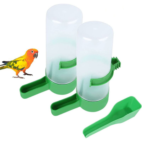 2 Packs Automatic Bird Feeder Dispenser Clip-on Drinking Container in Parrot Cage 60/150 Ml