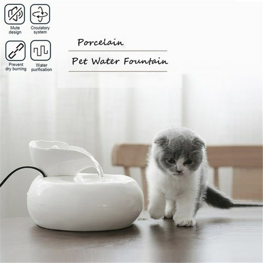 Pet Drinking Water Fountain Electric Cat Dog Automatic Bowl Filter usb Cable Water Dispenser Drink Filter Pets Products white