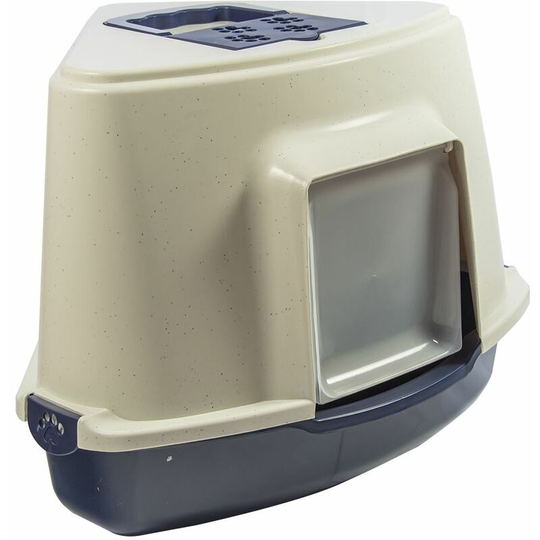 Corner Enclosed Hooded Cat Litter Box/Pet Loo with Filter - Dark Blue - Dark Blue