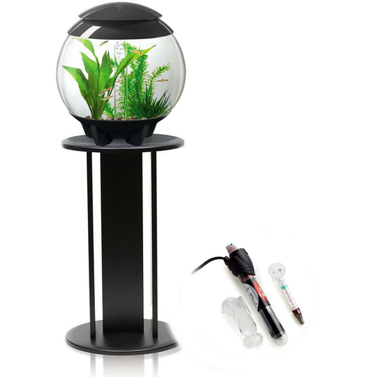 Biorb - Halo 15L Aquarium in Grey with mcr led Lighting, Black Stand and Heater Pack