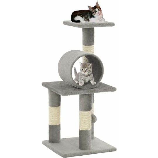 Cat Tree with Sisal Scratching Posts 65 cm Grey VDTD07152 - Topdeal