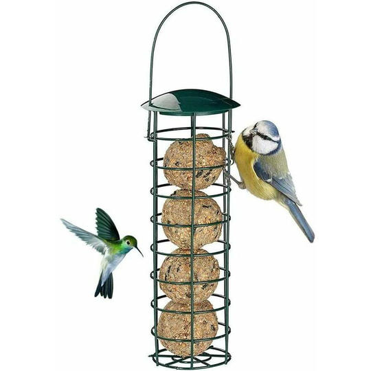 Bird Feeder, Outdoor Bird Feeder Food Dispenser, Dumpling Fat Balls, for Small Wild Birds Dark Green