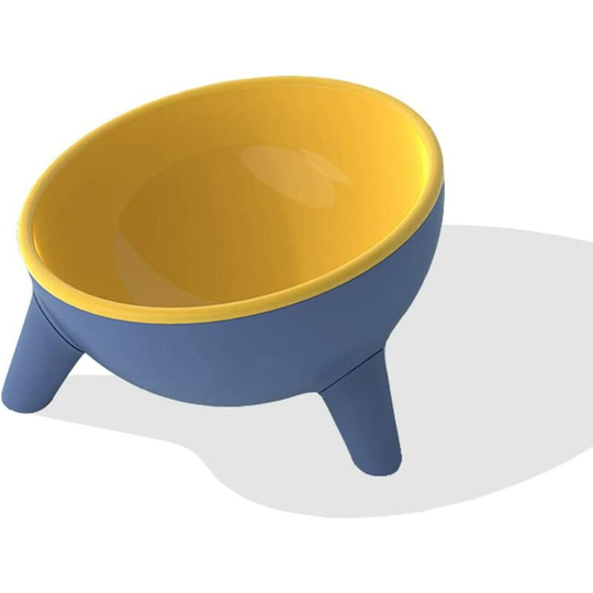 Cat Bowls Tilted Raised,Single Cat Feeding Bowls Elevated Cat Food Water Bowl Kittens Dishes 15° Inclined Angle Cat Feeder,Yellow