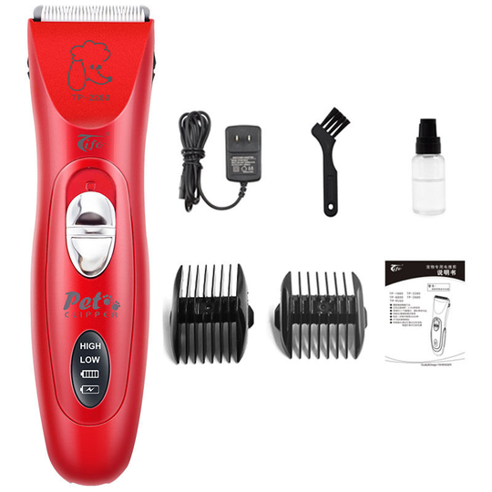Professional Dog Clipper Cordless Electric Long Hair Dog Clipper Dog Grooming Kit Shaver for Dogs Cat Pets Dog Clippers Trimmer Pet Grooming Kit Red