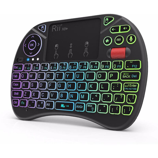 Thsinde - Rii X8+ 2.4ghz Mini Wireless Keyboard With Touchpad Voice Search Led Backlit Rechargable Li-ion Battery For Android Tv Box Pc