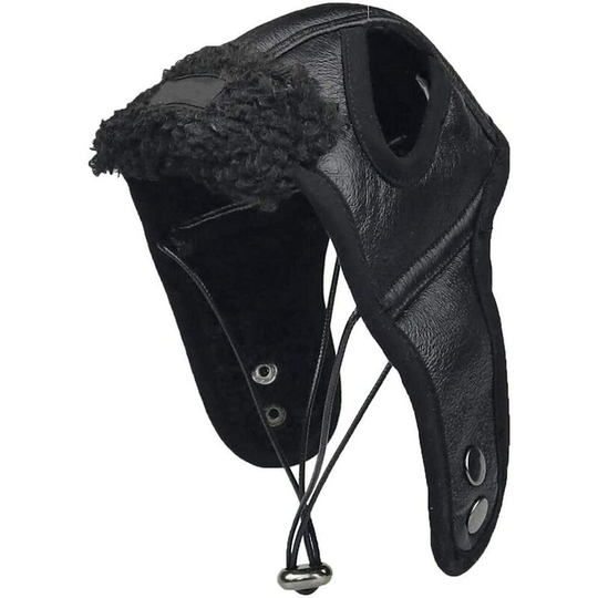 Dogs Hat, Cool Party Cosplay Pilot Cap with Ear Holes Autumn Winter Thick Warm Windproof Pet Hat Small Medium Dogs (Size M,Black)