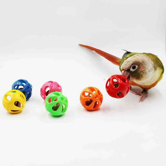 Parrot Bird Toy Colorful Ball Plastic Sound Ball-6 Random Colors