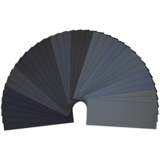Pack of 36 Sandpaper, Sandpaper 23 x 9.3cm Wet Dry 120/220/320/400/600/800/1000/1200/1500/2000/2500/3000 (3 x 12) Sheets/Grains