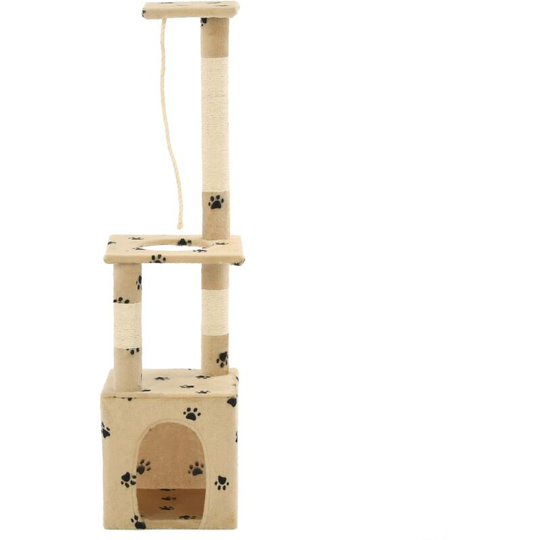 Cat Tree with Sisal Scratching Posts 109 cm Beige Paw Prints Vidaxl Beige