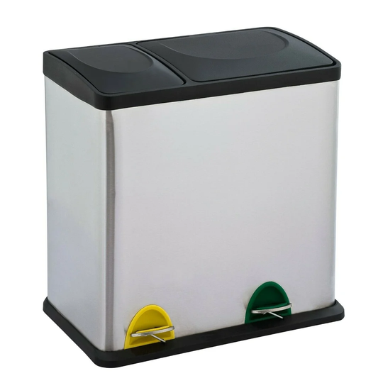 Golub Stainless Steel 35 Litre Step on Multi-Compartments Rubbish & Recycling Bin
