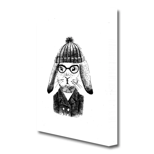 Clever Bunny Wildlife - Wrapped Canvas Drawing Print