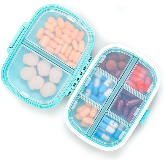 Perle Rare - Daily Pill Organizer, Travel Pill Organizer Removable Compartments, Moisture-Resistant, For Pill, Vitamins, Accessories (Blue)