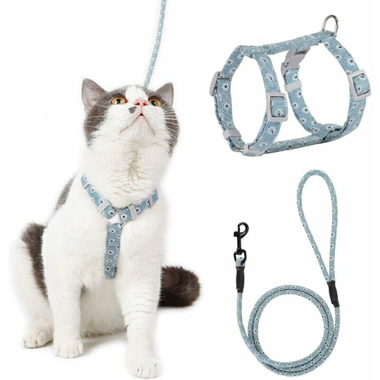 Adjustable Cat Harness Leash Harness (Blue-Green s) for Cat Small Dog Nylon with Safety Resistant Leash Vest Harness for Puppy Kitten Small Pets