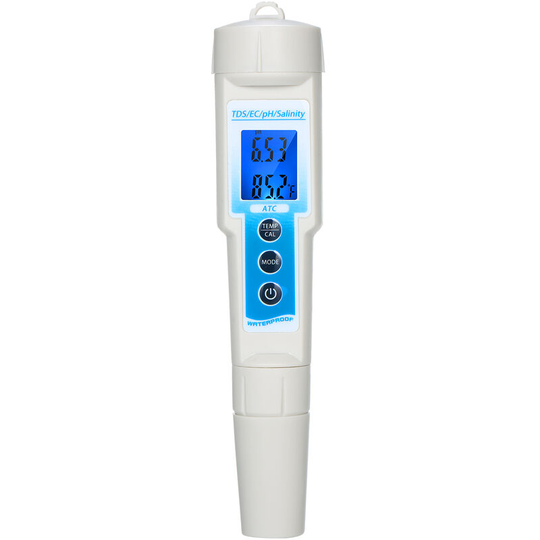 Superseller - 5-in-1 pH Meter Waterproof Multifunctional TDS/EC/pH/Salinity/Temperature Meter Water Quality Tester Blue Backlight lcd Display with