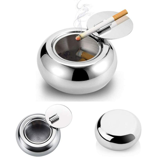 Heguyey - Ashtray with Lid, Stainless Steel Cigarette Cigar Ashtray