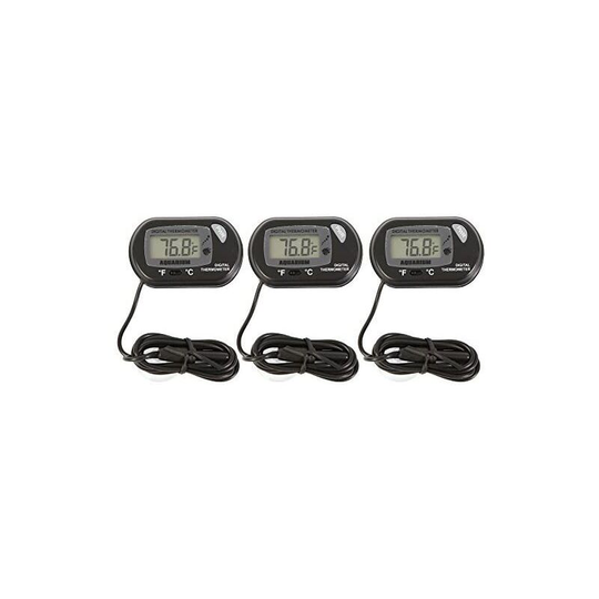 Lcd Digital Aquarium Thermometer for Fish Tank Water Vivarium Temperature Sensor, Pack of 3, Black