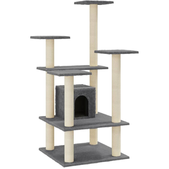Cat Tree with Sisal Scratching Posts Dark Grey 110 cm Vidaxl Grey