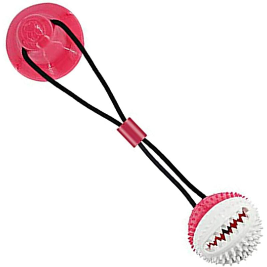 Dog Chew Toys Molar Bite Rope Suction Cup (Red-White)